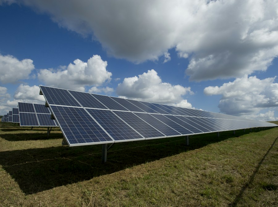 Solar panels generating renewable electricity